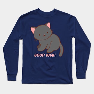 Good Luck Kawaii Black Cat Long Sleeve T-Shirt